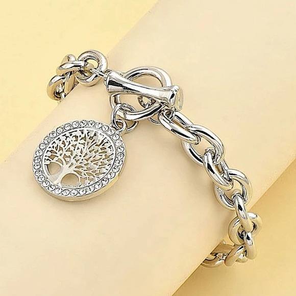 Silver Tree Of Life Chain Link Bracelet - Picture 2 of 5
